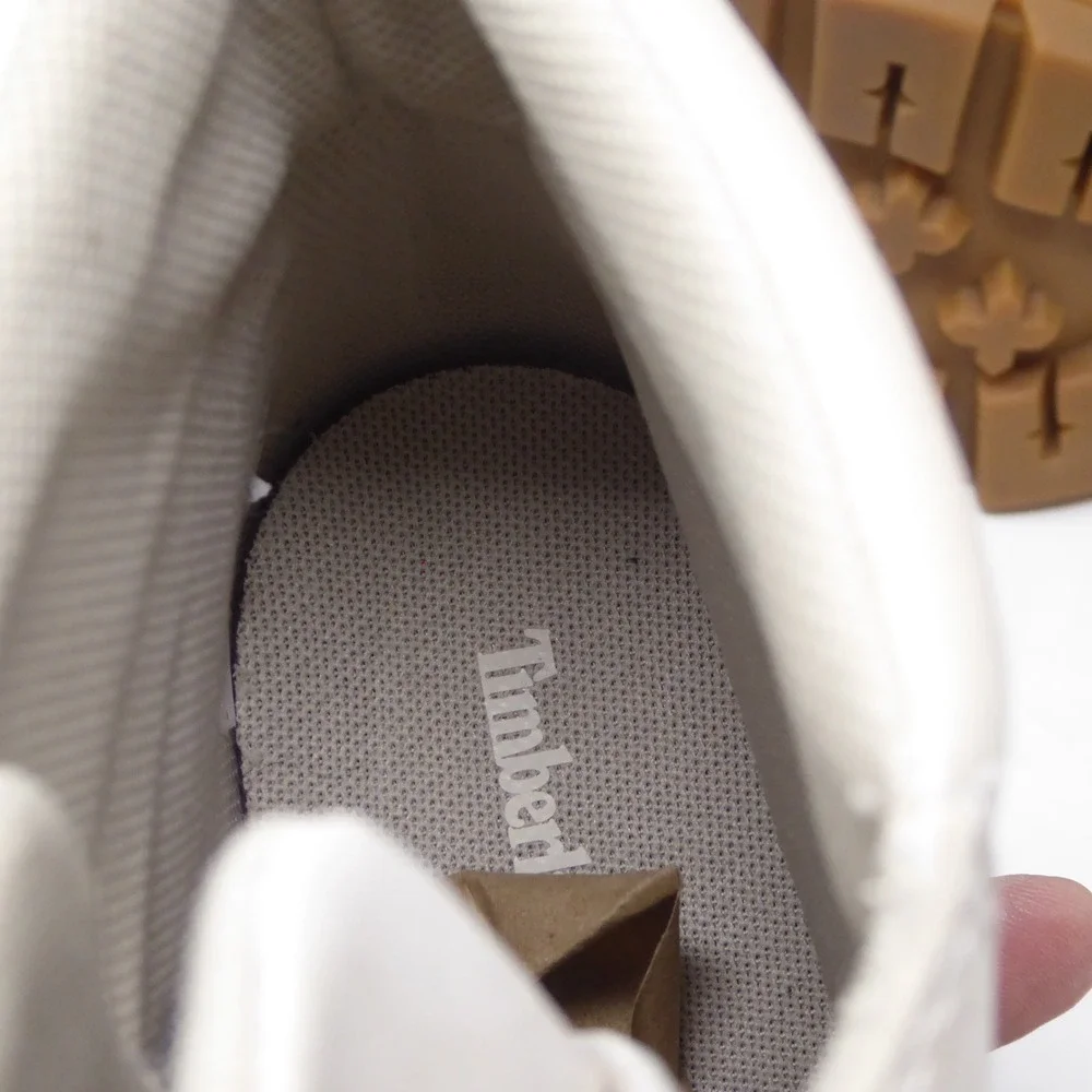 Timberland Allington Heights Boots Cream Off White Leather Lace Up Heel 7.5 - Picture 8 of 10